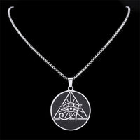 New hip-hop HIPHOP accessories, stainless steel pyramid Horus eye pendant necklace, men's and women's collarbone chain accessori