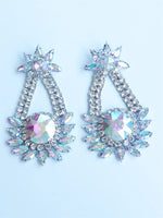 Fashionable sparkling rhinestone necklace set with exaggerated personality water drop earrings bride's wedding women's