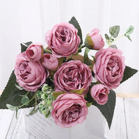 Silk Artificial Flower Rose Peony Bouque Home Decoration Bridal Holding Flower Wedding Decor Bouquet DIY Fake Flower Arrangement