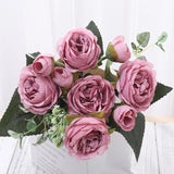 Silk Artificial Flower Rose Peony Bouque Home Decoration Bridal Holding Flower Wedding Decor Bouquet DIY Fake Flower Arrangement