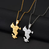 Anniyo 2.9cm Mayotte Map Pendant Necklaces for Women Girls France Jewelry #013662