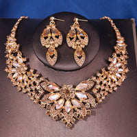 Fashion Crystal Rhinestine Necklace Earring Sets Wedding Hair Accessories For Women Bride