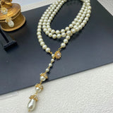 Luxury Vintage Baroque long pearl fringe necklace French delicate elegant colorful rhinestones wedding party jewelry accessories