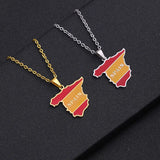 2024 new fashion stainless just Spanish map pendant necklace temperament everything collarbone chain birthday anniversary gift