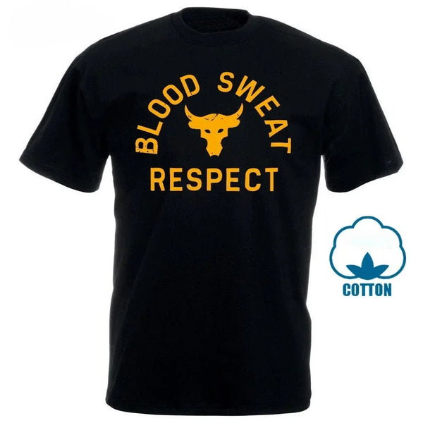 Casual Men Project Rock Blood Sweat Respect Graphic TShirt Male Fashion Top Hombre Summer Tee Roupas Masculinas Oversized Unisex