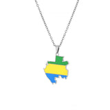 2024 new fashion stainless Gabon map flag pendant necklace temperament everything collarbone chain birthday anniversary gift