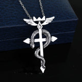 Fashion Dragon Wing With Cross Necklace Punk Style Vintage Necklace Mans Hiphop Accessories