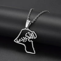 Anniyo Kuwait Map Pendant Necklaces Kuwaiti Stainless Steel Jewelry @360121