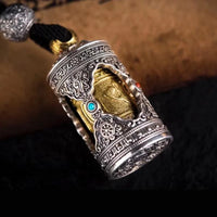 Retro Six Character Buddhist Sutras Scripture Barrel Pendant Women Jewelry Trendy Men Amulet Necklace Male Female Accessories