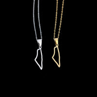 New fashionable stainless steel Israel map pendant necklace, simple and versatile, ethnic style map pendant collarbone chain for