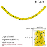 140-160cm Marigold Garland Flower Artificial Festival Wreath Ornament Fake Plant Indian Style Home Party Decor