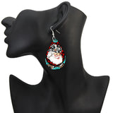 SOMESOOR Merry Christmas Series Waterdrop Shape Wooden Drop Earrings Santa Claus Tree Snowman Cute Ear Dangle Jewelry For Women