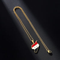 2024 New fashion stainless steel Syria map and flag necklace men's and women's temperament matching couple sweater chain accesso