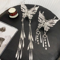 Y2K Style Metal Butterfly Hair Clip For Women Glitter Rhinestone Tassel Hair Clip Girls Trendy Exquisite Jewelry Hair Accessory