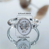 Trendy Female White Enamel Stone Oval Leaf Plant Ring Vintage Gold Silver Color Rings For Women Wedding Jewelry Gift