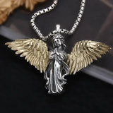 Retro Gothic Mysterious Demon Angel Wings Pendant Necklace Men's Punk Hip Hop Trendy Cool Jewelry Boy Gift