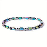 1/2/4/6Pcs Hematite Ankle Bracelet Colorful Elastic Anklet Bohemian Summer Beach Clothing Accessories Energy Hematite Jewelry