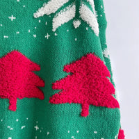 Women's Jacquard Round Neck Long Sleeve Thickened Knit Pullover Christmas Tree Design Autumn/winter New Style Sweater