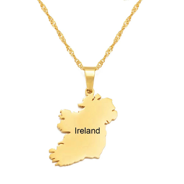 Anniyo Ireland Map Pendant Necklaces Éirinn Jewelry For Women Girls #350901B