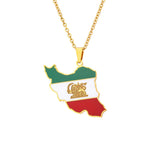 Fashion famous style Iran map pendant necklace Drop oil geometric men's and women's stainless steel neckline pendant collarbone
