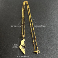 2024 New fashion Israel and Palestine map pendant necklace Stainless steel fashion personality pendant jewelry temperament 100 m