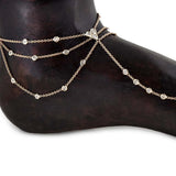 Stonefans Rhinestone 3 Row Toe Anklet Boho Bridal High Quality Bracelet Ring Barefoot Ankle Foot Chain Beach Indian Summer Gifts
