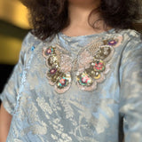Fashion Luxury beaded sequin embroidery butterfly lace appliques for wedding dresses Rhinestone  applique parches ropa