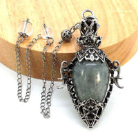 Water Drop Crystal Pendulum for Dowsing Spiritual Divination Natural Amethyst Rose Quartz Onyx Antique Pendulums Pendant Pendulo