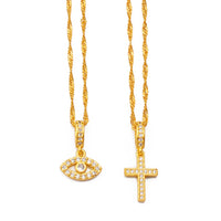 Anniyo Small Size Charm Eye Cross Stone Pendant Necklace Women Girls Trendy Birthday party Items,Factory Wholesale Price #201709