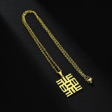 2024 New fashion stainless steel African ancient cultural symbol necklace for women and men couples ethnic style accessories col