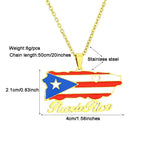 2024 New fashion vintage dripping stainless steel Puerto Rico map flag pendant necklace men's and women's collarbone chain acces