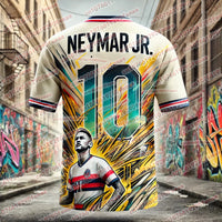 Fashion Football Superstar Neymar 3D Printed Men's Fan T-shirt, Outdoor Sports Breathable Quick Drying Jersey