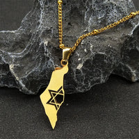 2024 New fashion Israel and Palestine map pendant necklace Stainless steel fashion personality pendant jewelry temperament 100 m