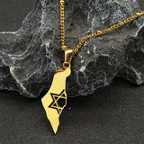 2024 New fashion Israel and Palestine map pendant necklace Stainless steel fashion personality pendant jewelry temperament 100 m