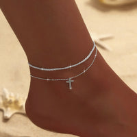 LATS Shiny Sparkling Simple Anklet for Women Gold Silver Color Elegant Jewelry Female Beach Ankle Bracelet on Foot Party Gift