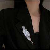 SUYU Women's Luxurious Brooch With Heavy Craftsmanship And Small Design Micro Inlaid Zircon Green Leaf Brooch Evening Dress