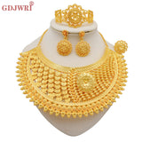 Dubai Gold Color Jewelry Set Wedding African Indian Ethiopian  Bridal Sets Nigerian Necklace Bracelet Earring Ring Jewellery
