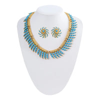 European And American Fashion Retro Niche Inlaid Stone Ear Clip Temperament Personality Necklace Collarbone Chain Set
