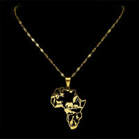 New fashion African map animal logo hollow stainless steel earrings pendant necklace set accessories temperament everything coll