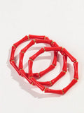 3pcs Leopard Acrylic Bamboo Women's Hand Bracelets Retro Stack Thin Tube Beaded Elastic Bracelet Bangle Couple Jewelry Gift