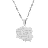 2024 new fashion stainless steel Polish map pendant necklace temperament everything collarbone chain birthday anniversary gift