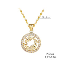 12 Zodiac Signs Necklace Copper Gold Plated Zodiac Signs Pendant Chain Ladies Necklace Birthday Jewelry Ladies Jewelry