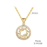 12 Zodiac Signs Necklace Copper Gold Plated Zodiac Signs Pendant Chain Ladies Necklace Birthday Jewelry Ladies Jewelry