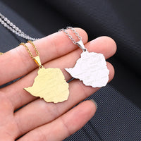 2024 new fashion stainless steel Zimbabwe city with map pendant necklace temperament everything collarbone chain birthday annive