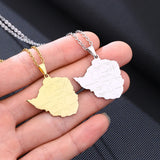 2024 new fashion stainless steel Zimbabwe city with map pendant necklace temperament everything collarbone chain birthday annive
