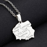2024 new fashion stainless steel Polish map pendant necklace temperament everything collarbone chain birthday anniversary gift