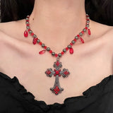 Luxurious Multi-Layer Red Beaded Flower Tassel Necklace Fashionable Choker High-End Clavicle Chain Jewelry Accessory