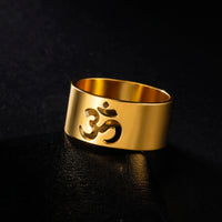 Lemegeton Buddhist Indian Yoga Om Women's Logo Ring Men's Charm Stainless Steel Ultra Natural Jewelry Party Gift