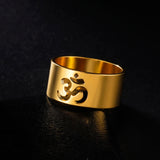 Lemegeton Buddhist Indian Yoga Om Women's Logo Ring Men's Charm Stainless Steel Ultra Natural Jewelry Party Gift