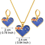 Anniyo Surinam Jamaica Australia Flag Heart Pendant Necklaces and Earrings for Women Girls,I Lve My Country,National Day #188216